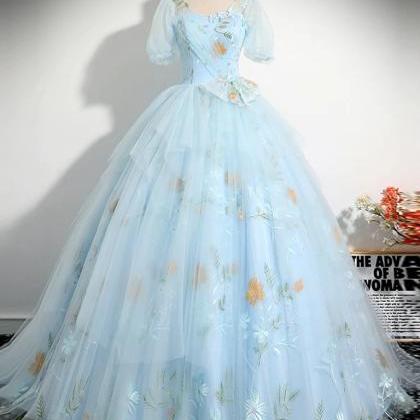 Prom Dress Evening Dress A-line V Neck Tulle Lace..