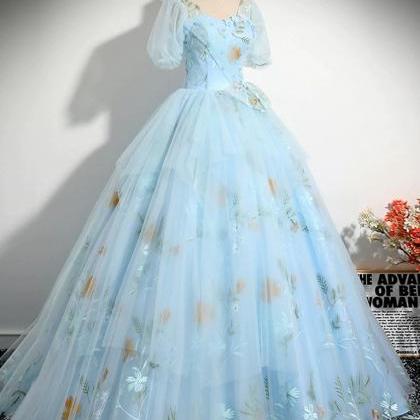 Prom Dress Evening Dress A-line V Neck Tulle Lace..
