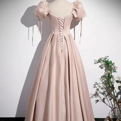 Prom Dress Evening Dress Simple A-line Satin Pink..