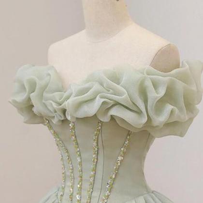 Ball Gown Green Long Prom Dress, Green Formal..