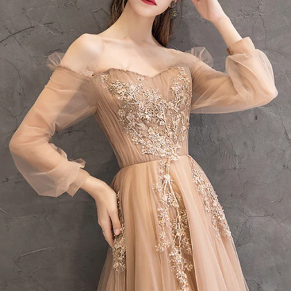 Cute Tulle Lace Off The Shoulder Evening Dress,..