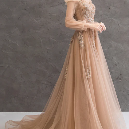 Cute Tulle Lace Off The Shoulder Evening Dress,..