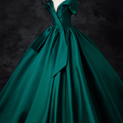 Green Satin Floor Length A-line Formal Dress,..
