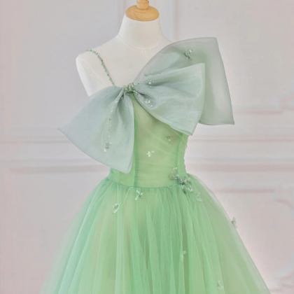 Green Tulle Short Prom Dress, A-line Evening Dress..