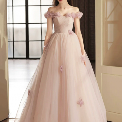 Beautiful Tulle Long Prom Dress With Flowers,..