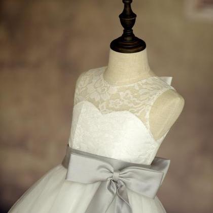Ivory Lace Tulle Flower Girl Dress ..