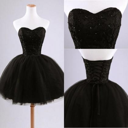 Black Puffy Real Image Short Cute 2015 Prom..