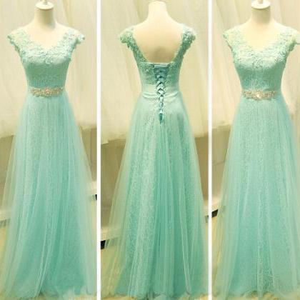 Beautiful Light Blue Long Handmade Prom Dress With..