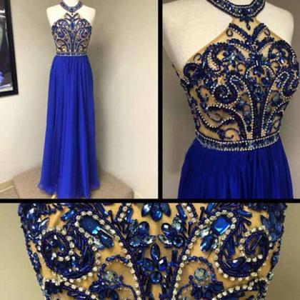 Royal blue prom, Halter prom dresse..