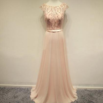 Bluch Pink Long Cap Sleeves Prom Dresses,evening..