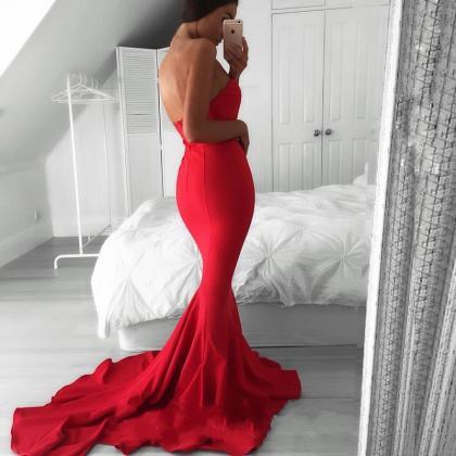red gown with long train