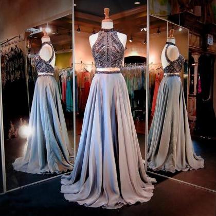 Women's Halter Prom Dress, Crystals..