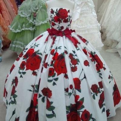 Ball Gowns Rose Floral Print Quinceanera Dresses Birthday Dresses Prom Dresses Evening Dresses