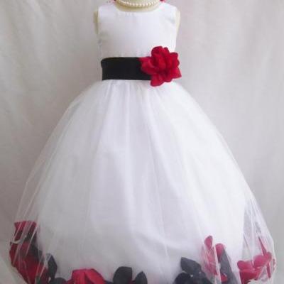 Free shipping CUSTOM COLOR - Flower Girl Dresses Rose Petal - Wedding Easter Junior Bridesmaid - For Baby Infant Children Toddler Kids Teen Girls