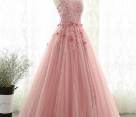 Sweetheart Blush Pink Organza Two Piece Evening Gown with Puff Sleeves