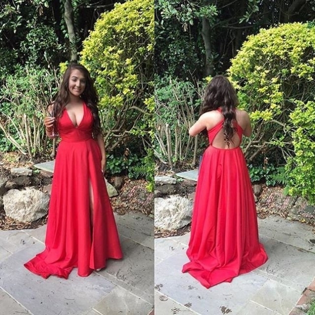 Red Prom Dresses with Sleeves Empire Waist