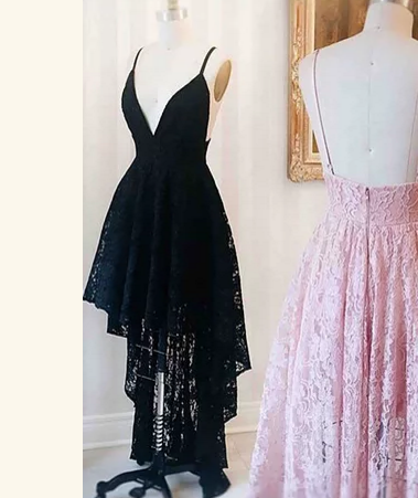 Lace High-Low V-Neck Dress main image 0