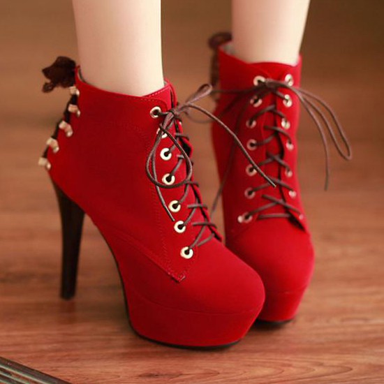 red suede lace up boots