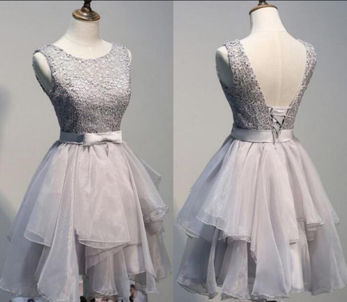Silver Grey Applique Homecoming Dress,junior Homecoming Dress,a Line Short Prom Dress