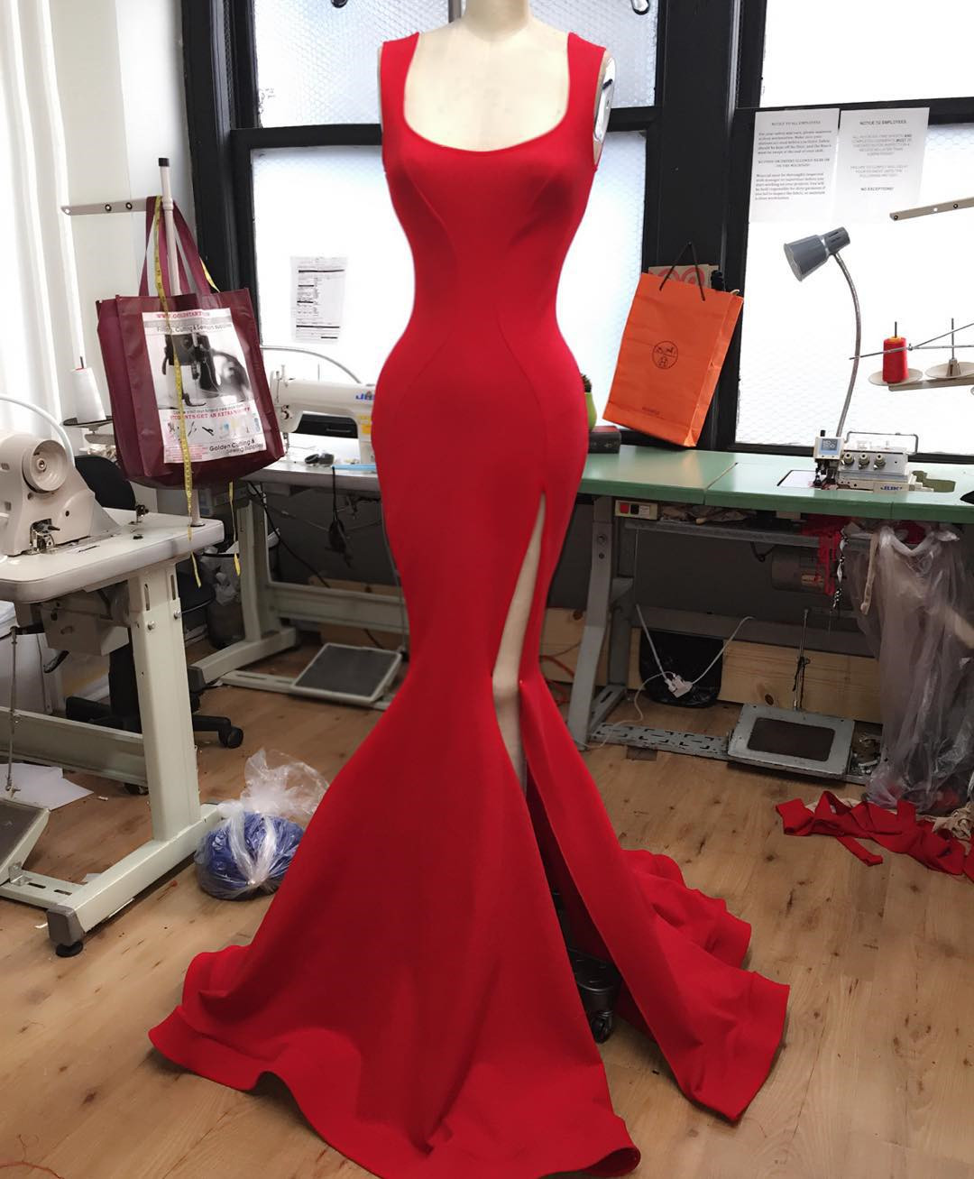 Mermaid Red Evening Dress,sexy Red Prom Dress,mermaid Slit Prom Gown,mermaid Red Slit Party Dress