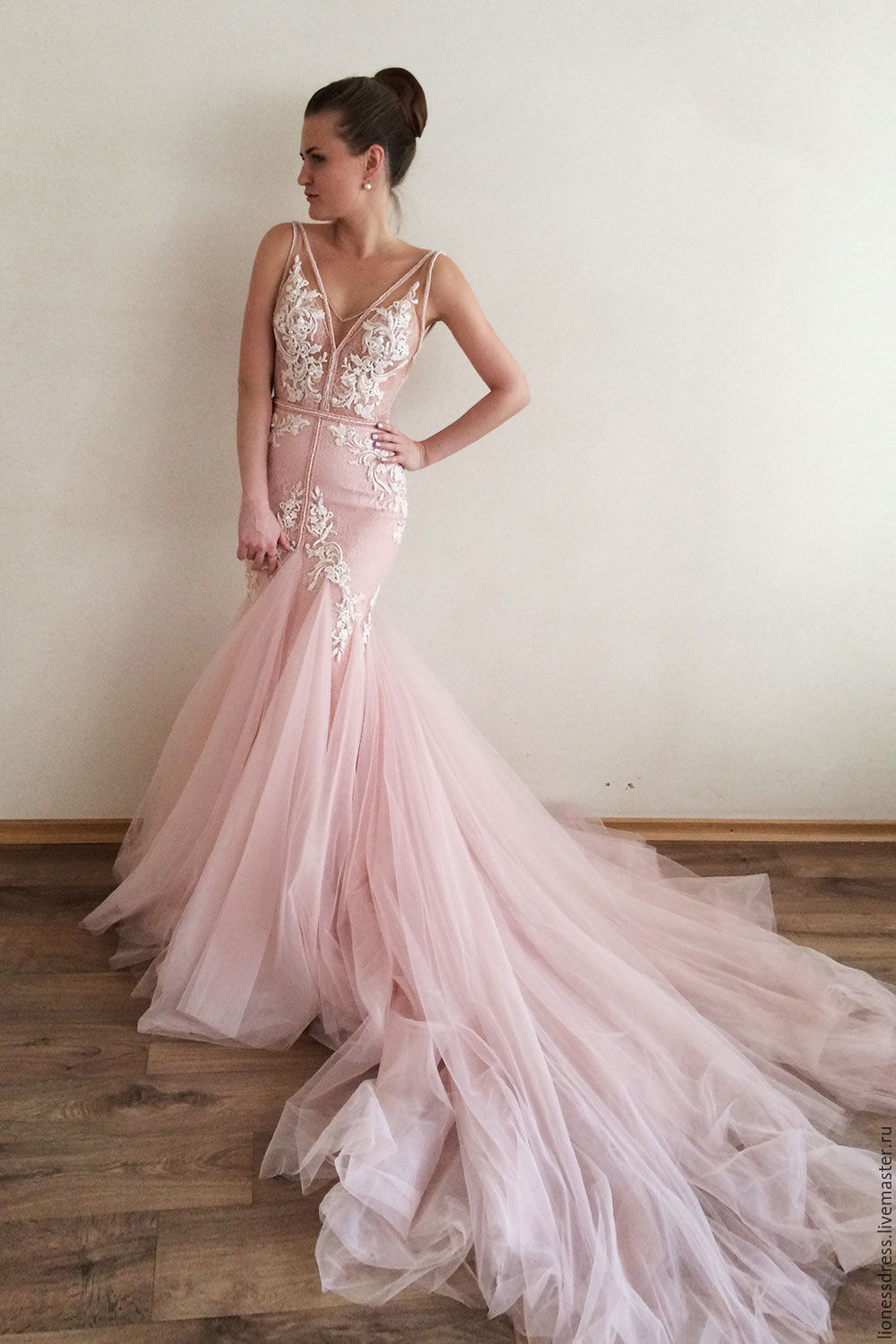 pink wedding dress mermaid