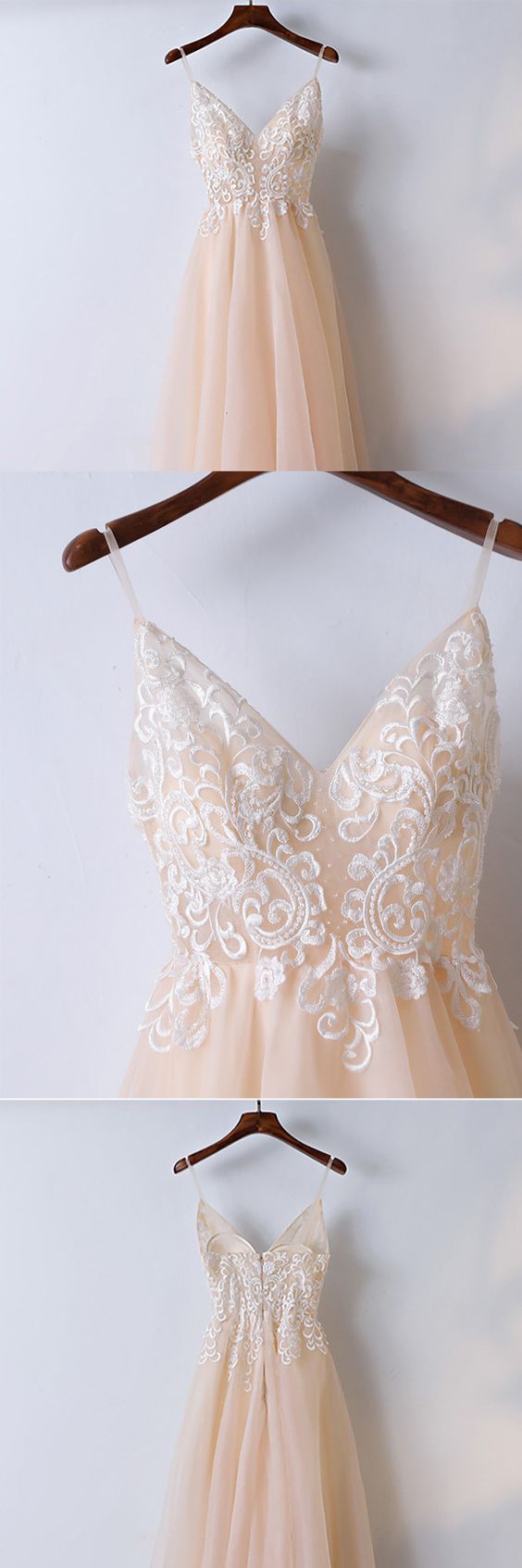 Champagne Prom Dress ,spaghetti Straps Prom Gown, Simple Dress,charming Evening Dress