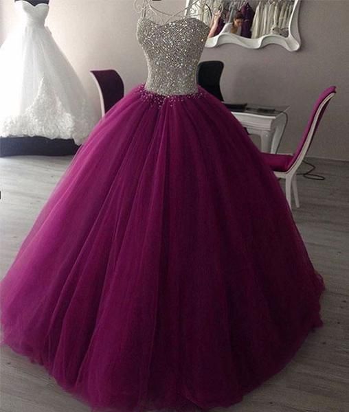 Sweetheart Neck Tulle Burgundy Prom Dress, Evening Gown, Sweet