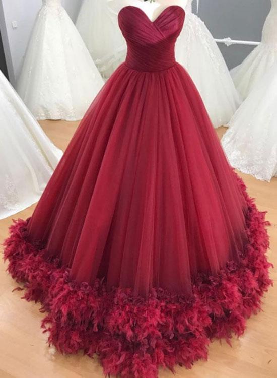 Charming Prom Dress, Tulle Red Prom Dresses, Long Evening Dress, Formal Gown