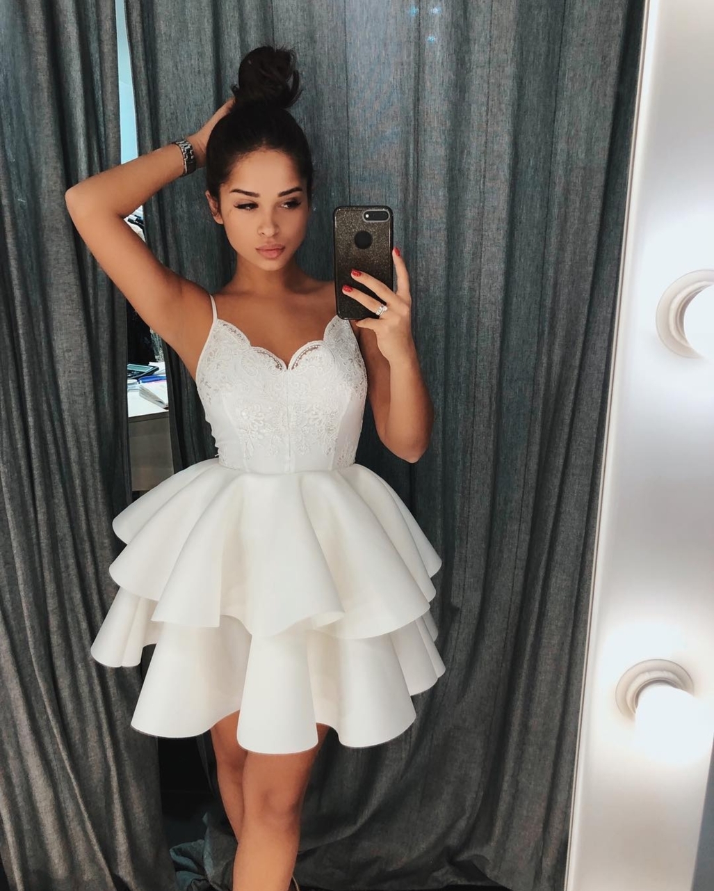 cute white dresses short