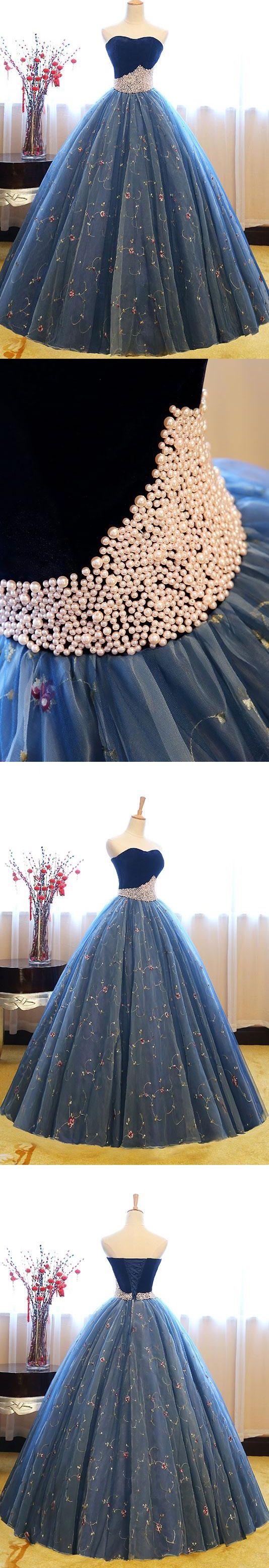Ball Gown Prom Dresses Sweetheart Floor-length Beading Prom Dress Sexy Evening Dress