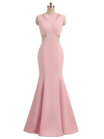 Halter Pink Jersey Mermaid Long Prom Dresses,simple Formal Dresses