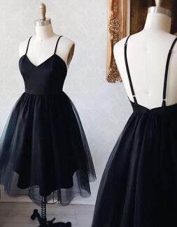 Black V Neck Homecoming Dress, Homecoming Dress,short Prom Dress, Homecoming Dress