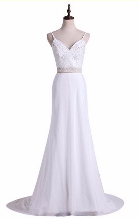 Lace Applique ,two Pieces Prom Dresses,formal Mermaid Dresses, Sleeveless V Neck ,spaghetti Straps Evening Dresses,custom Made , Fashion