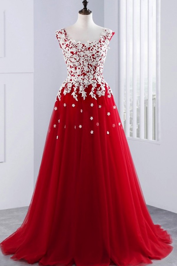 Burgundy, With Appliques Prom Dresses Fashion Evening Dresses