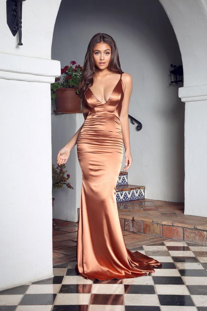 silk long dress prom