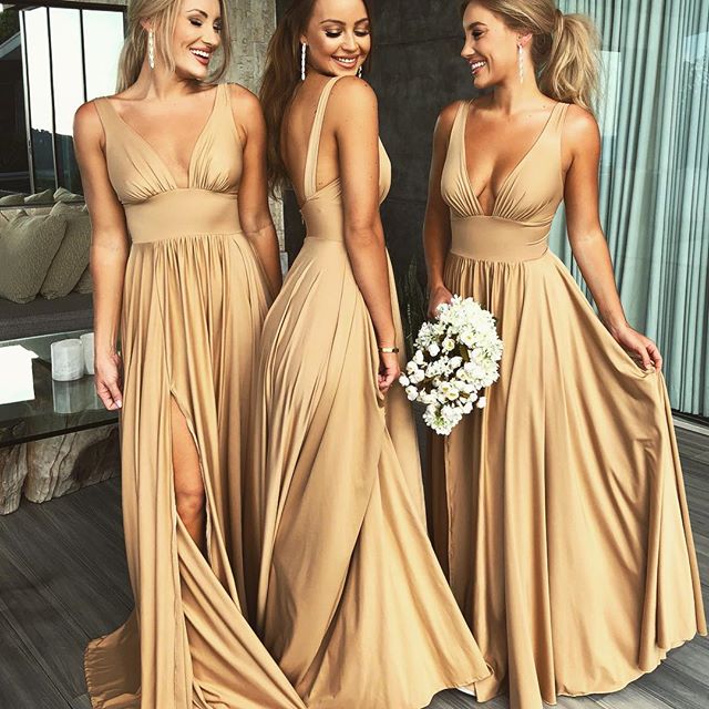 yellow satin bridesmaid dresses