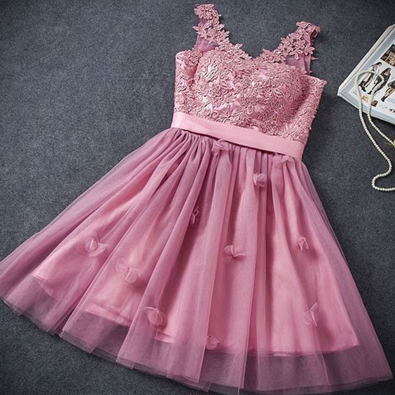 A-line Homecoming Dress,fuchsia Homecoming Dresses,lace-up Homecoming Dress,short Homecoming Dress With Appliques