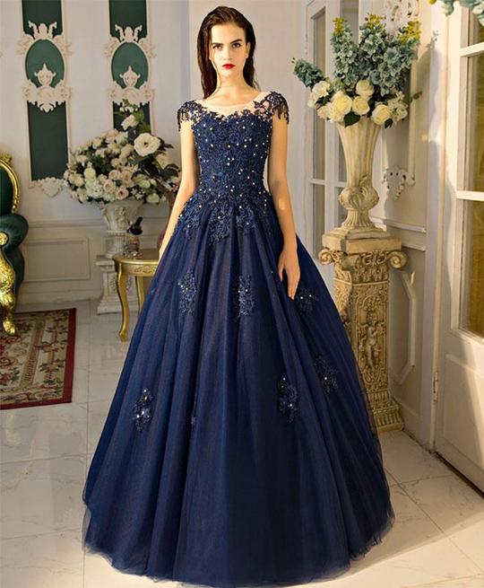 blue color party frocks