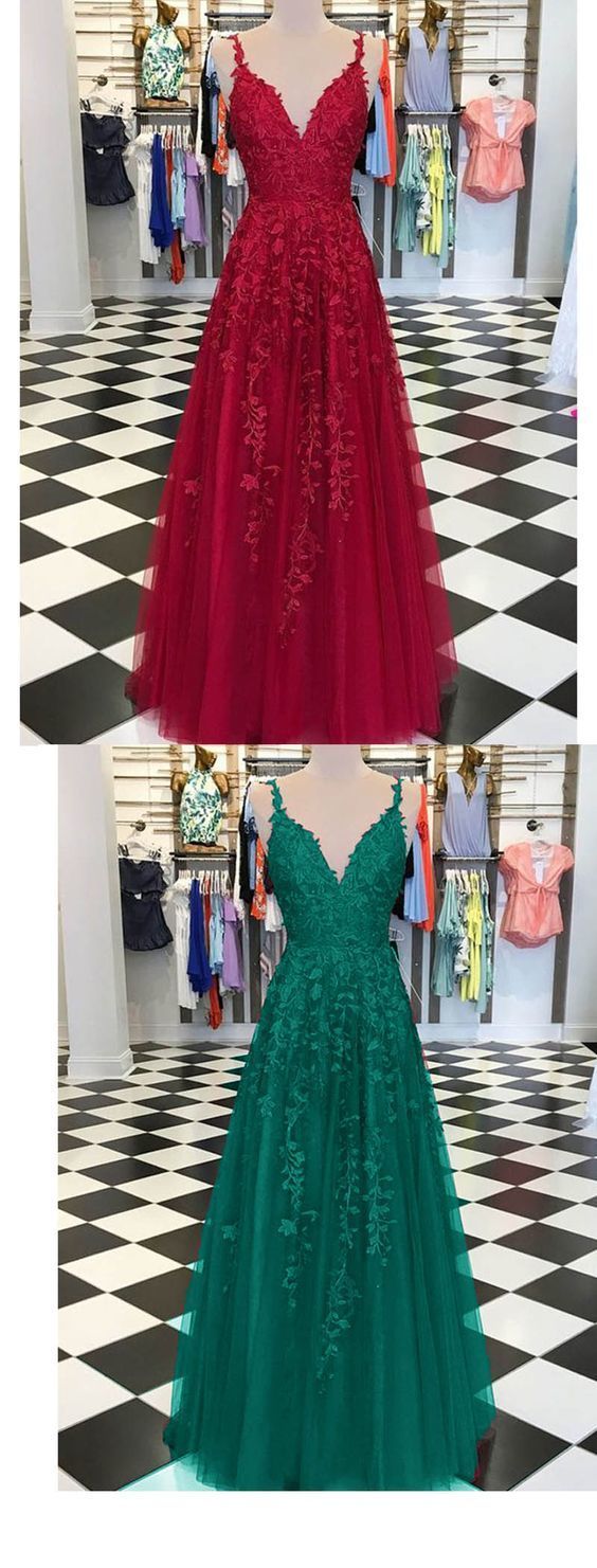Burgundy /turquoise /green Fancy Girls Burgundy Lace Appliques Prom Dresses With Straps