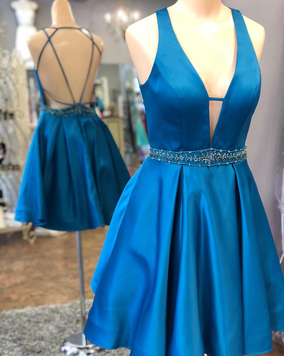 Sexy Blue Short Party Dress Cocktail Dress