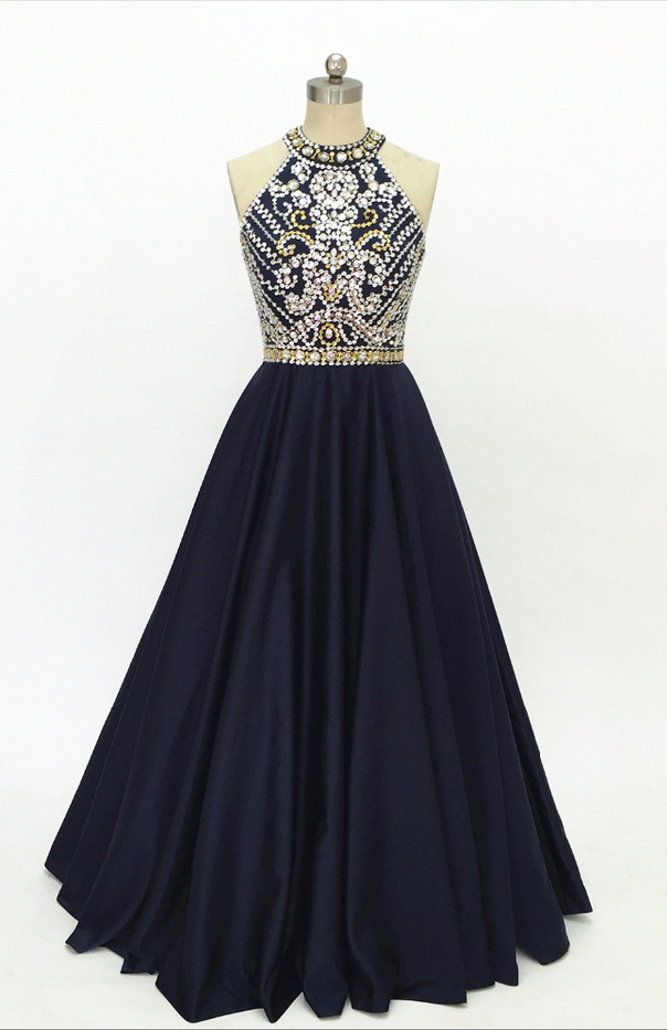 The Satin Ball Gown Of Dark Blue Dress Custom-made For The Back Of The Back Party Formal Evening Dress Evening Gown