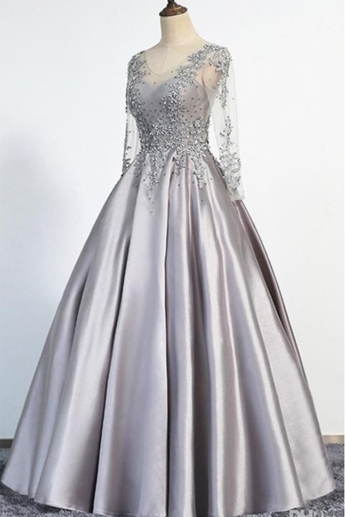 grey satin gown