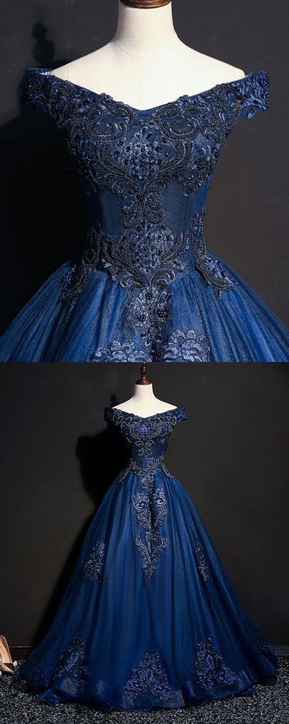 Luxurious Off-shoulder Royal Blue Ball Gown on Luulla