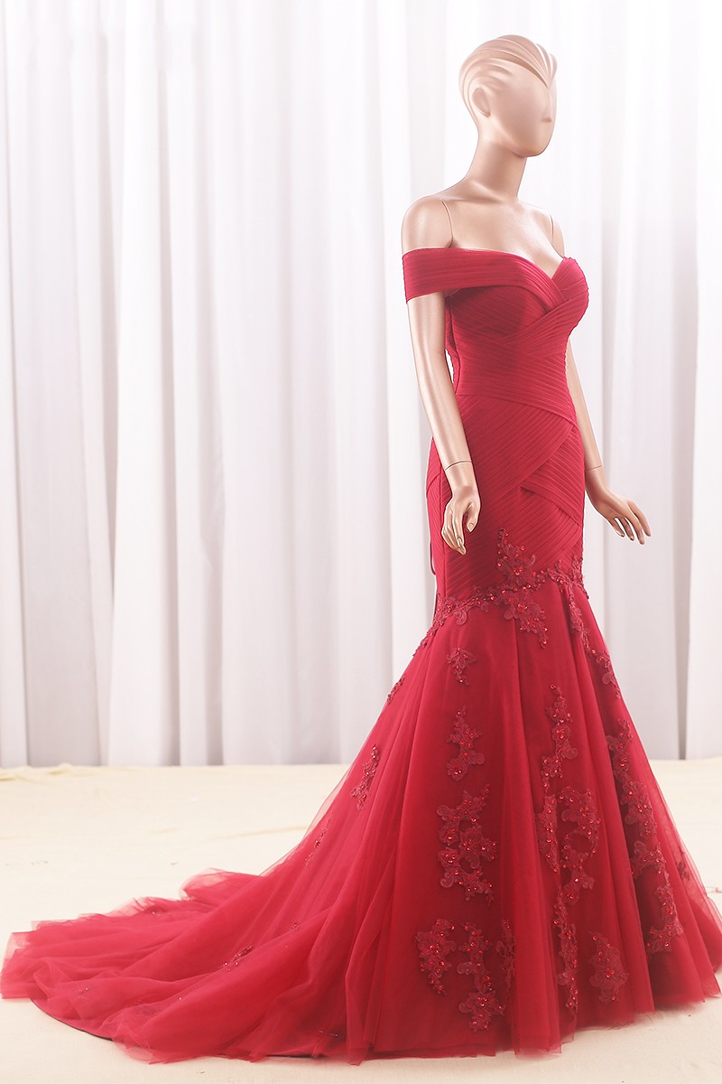 Mermaid Red Evening Party Dress,informal Red Wedding Dress