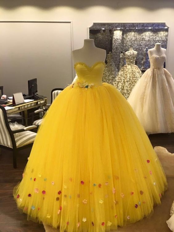 Beautiful Ball Gown Sweetheart Open Back Yellow Tulle Long Prom Dresses, Girls Junior Graduation Gown,Quinceanera Dresses · Dressmeet · Online Store  Powered by Storenvy
