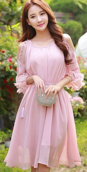 Pink Prom Dress,middle Sleeve Prom Dress,fashion Homecoming Dress