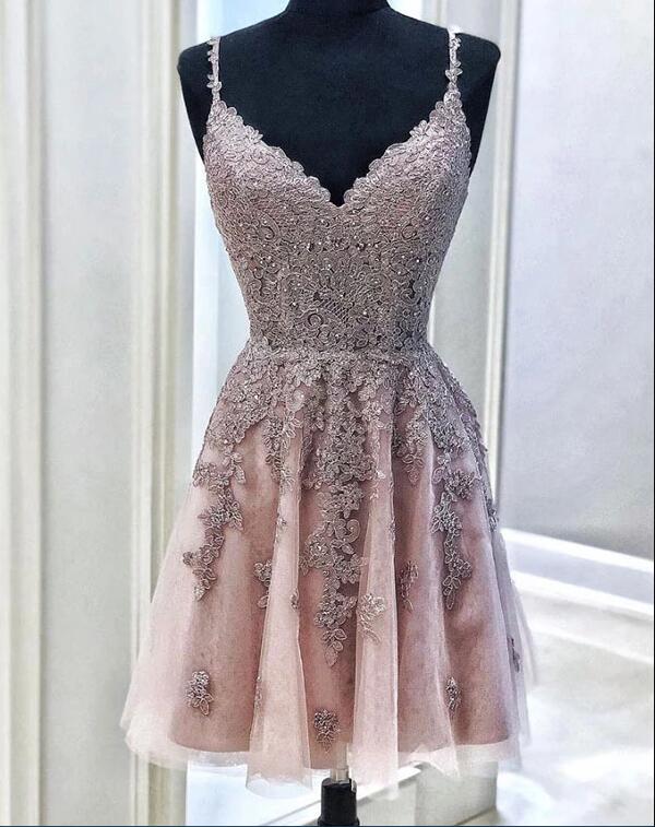Cute Tulle Lace Short Prom Dress, Tulle Lace Homecoming Dress