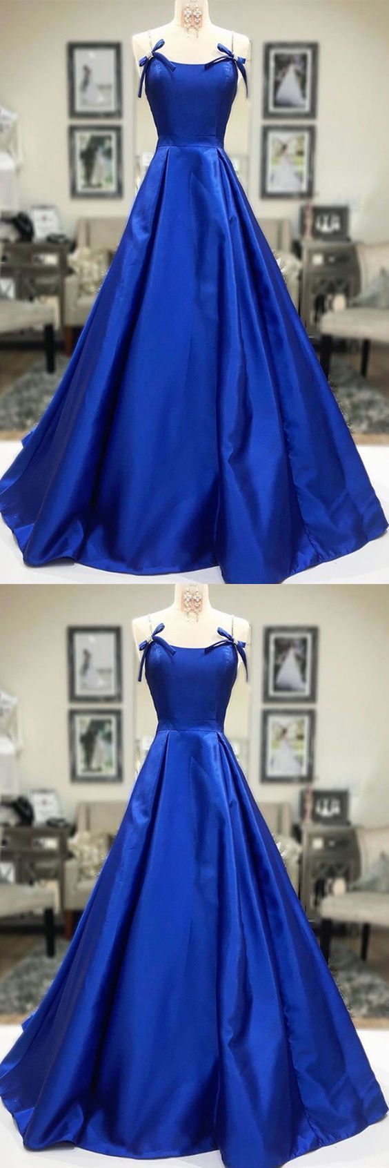 Simple A Line Royal Blue Satin Long Prom Dress, Royal Blue Formal Dress, Royal Blue Evening Dress