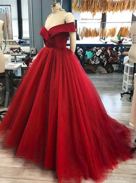 Off the Shoulder Ball Gown Long Prom Dress Semi Formal Dresses Wedding Party Dress
