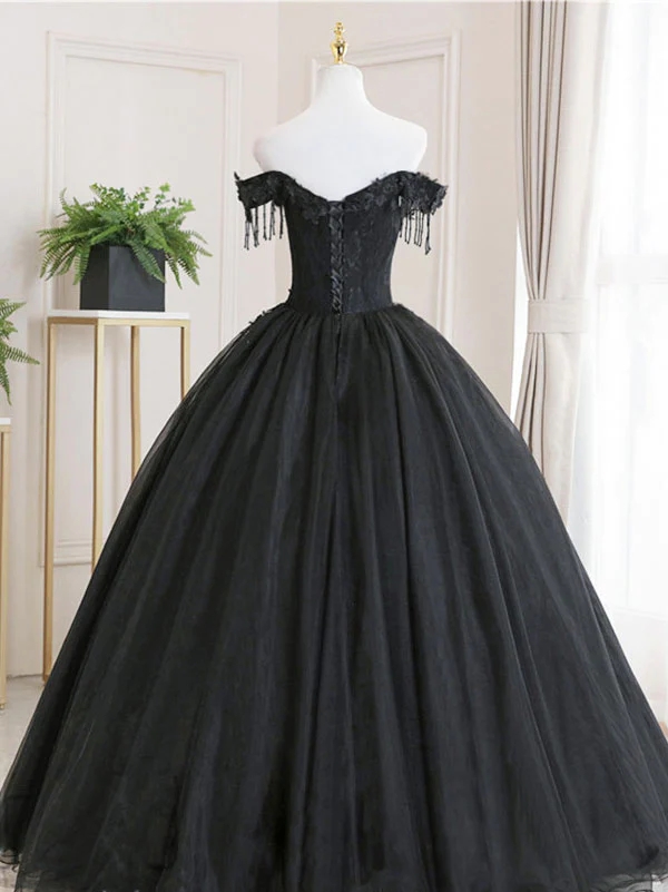 Black Tulle Lace Long Prom Dress Evening Dress Party Dresses Evening Dresses